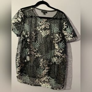 Black flower sheer shirt